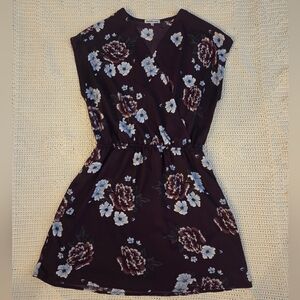 Charlotte Russe Dark Plum Floral Wrap Mini Dress